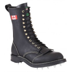 Canada West 14366 Plain-Toe Calk Logger Sole Black Loggertan Lace Work Boots