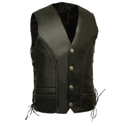 Lightweight 508 Leather Vest-Braided (Front/ Back)