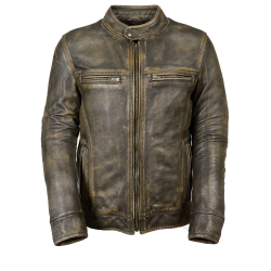Mens Distressed Brown Leather Jacket with Venting