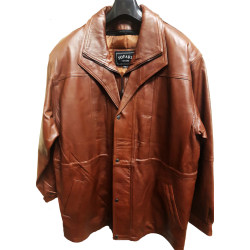 Mens Cognac Casual Leather Jacket with Zipout Liner