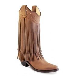 Old West Ladies Chocolate Nubuck Fringed Fashion Wear Boot - LF1585