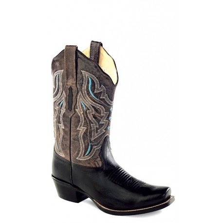 Old West 18008 Ladies Black Foot/Grey Crackle Shaft Fashion Boots