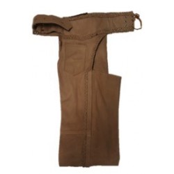 Tall Unisex Premium Braided Leather Chaps Brown