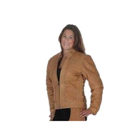Ladies Laced Leather Jacket Tan