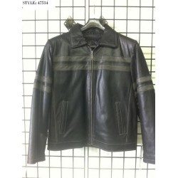 Leather jacket with twin strips 47534