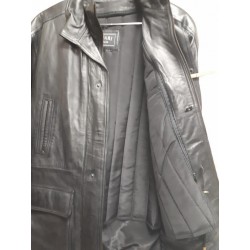 Mens Black Casual Leather Jacket with Zipout Liner