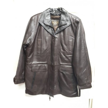 Mens Soft Casual Brown Leather Jacket with black collar- Zipout Liner ...
