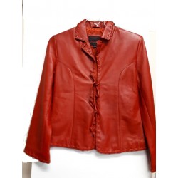 Ladies tiedown leather jacket Red