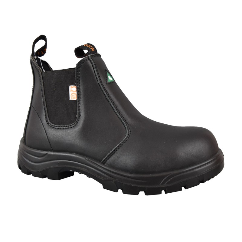 mens black leather slip on boots