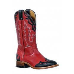 Boulet 9372 Tamboreado Black Deerlite Red Medium Square Toe Boots