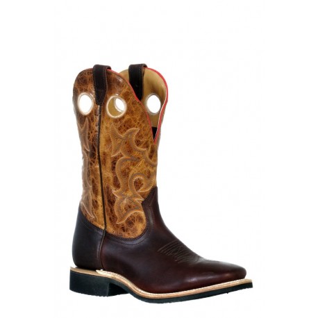 Boulet 9348 Grizzly Mountain Lone Star Cognac Wide Square Toe Boots