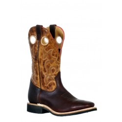 Boulet 9348 Grizzly Mountain Lone Star Cognac Wide Square Toe Boots