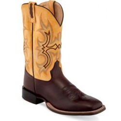 BSM1867 Broad Square Toe Boots (Dark Brown/Yellow)-Old West