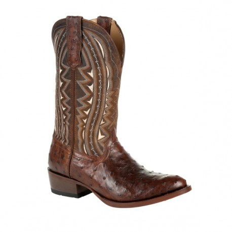 Men's Durango Oil Saddle Exotic Full-Quill Ostrich Boots