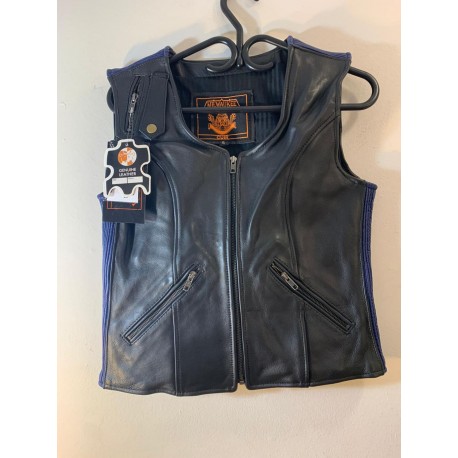 Womens Black Vest with Blue stretchy sides
