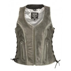 Ladies Leather Vests - GREY