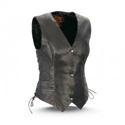 Ladies Leather Vests with Braiding