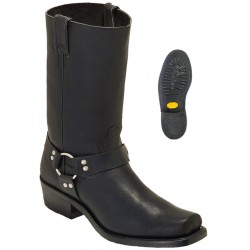 Boulet Mens Grsso Black Broad Square Toe Engineer Style Boot-0017