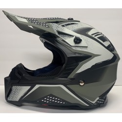 07- Motocross QUAD Helmet, Gloss Grey/Black & White