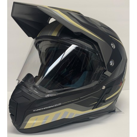 15- Motocross ZOAN Helmet, Black/Tan/Grey with Visor