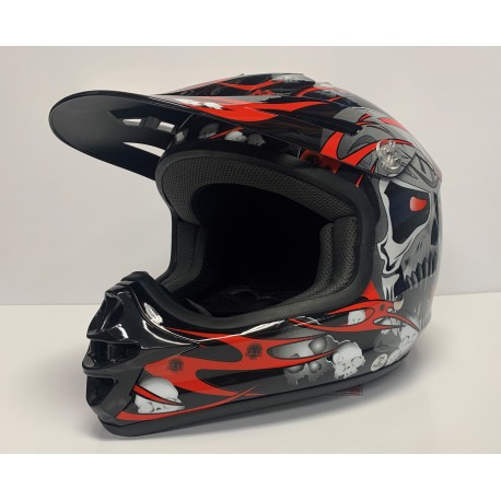 10- Motocross Viper Red/Black Skulls Helmet ..by Joe Rocket