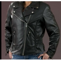 Ladies Braided/ Studded Leather Jacket