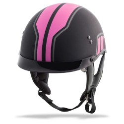 G-MAX HH-65 Full Dressed Half Helmet- Black/Pink