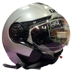 GDR Silver Metallic Open Face Helmet