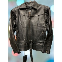 Black Meteorite Ladies' Leather Sports Jacket w/Belt