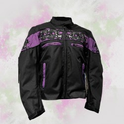 Motorcycle Purple and Black Skull Jacket - Ladies' Textile