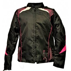 Ladies' Textile Armored Motorcycle Jacket, Pink Black & White