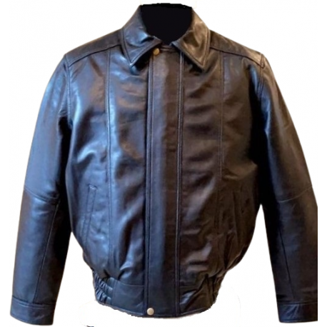 Casual Leather Bomber style jacket Black