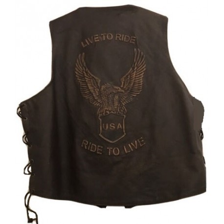 Live to Ride Dark Brown Motorcycle Vest