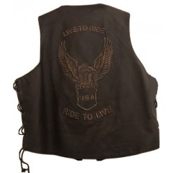 Live to Ride Dark Brown Motorcycle Vest