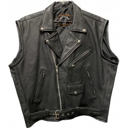 Men's Black Leather Jacket Vest