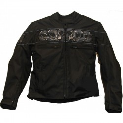Black Textile Skull Sports Jacket by Milwaukee Cuir