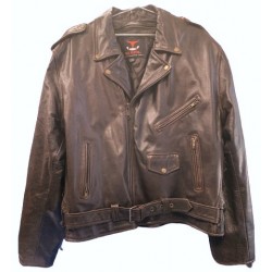 Men's Brown Leather Cruiser Jacket with Side Lace