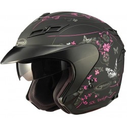 GMAX GM67 Open Face Helmet with Purple Flowers