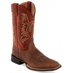 BSM1838 Broad Square Toe Boots (Brown/Burnt Red)-Old West