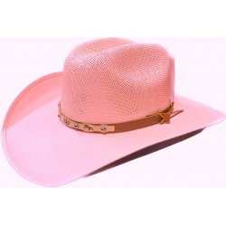 Ladie's Modestone Straw Western Hat Pink