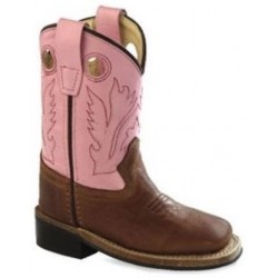 Jama Old West Children's Canyon Brown & Pink Western Boot with Square Toe (BSC1839G)
