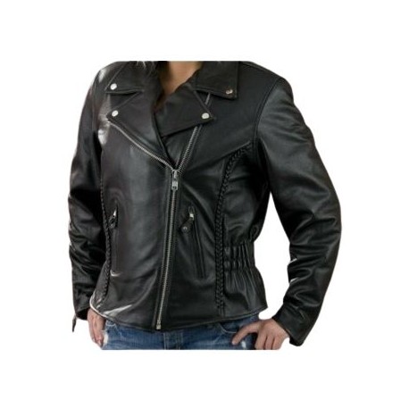 Ladies Braided/ Studded Leather Jacket