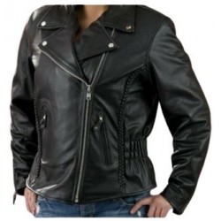 Ladies Braided/ Studded Leather Jacket by Cruiser