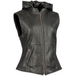 The "KILLER QUEEN" Women's Black Leather Vest by Speed & Strength