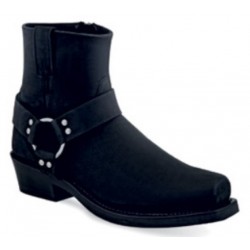 Men's Distress Black Harness / Biker-Style Boots "EE" width MB-2057