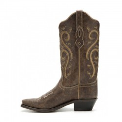 Ladies Brown Leather boot with details Old West LF1577