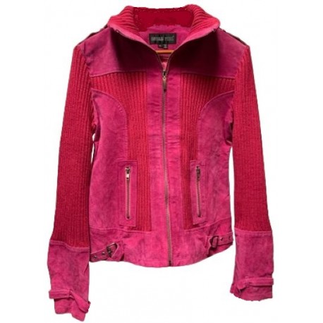 Ladies Suede and Knit Pink Light Jacket