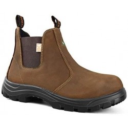 Tiger Men's Safety Boots Steel Toe CSA Lightweight Slip On Leather Work Boots 5925 Brown