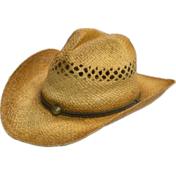 Western Hat, Natural Straw with Brown Highlights