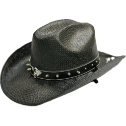 Western Hat, Natural Straw with Brown Highlights